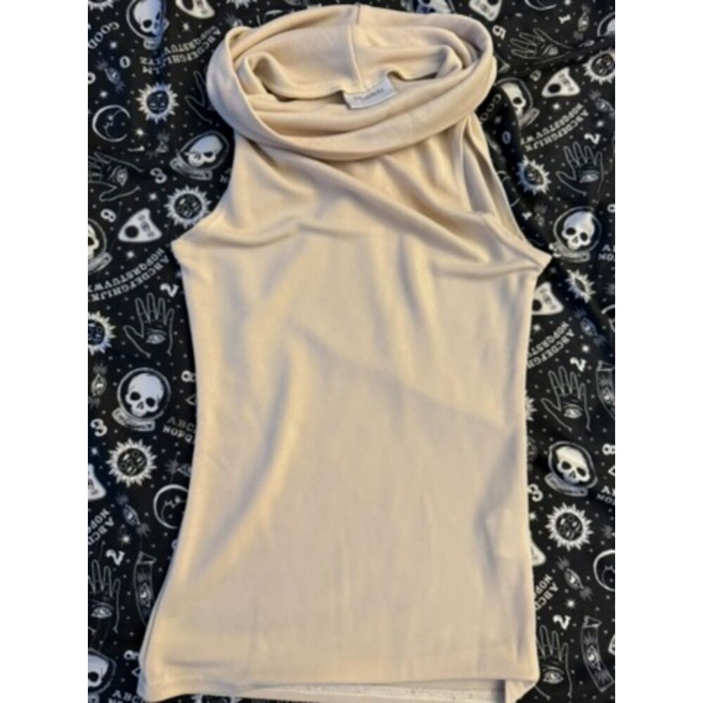 Pimkie Cream Shimmer Cowl Neck Sleeveless Top